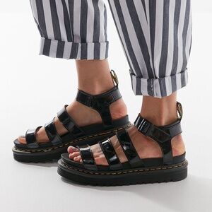 Dr. Martens Blaire Black Patent Leather Sandals | Women’s Size 8